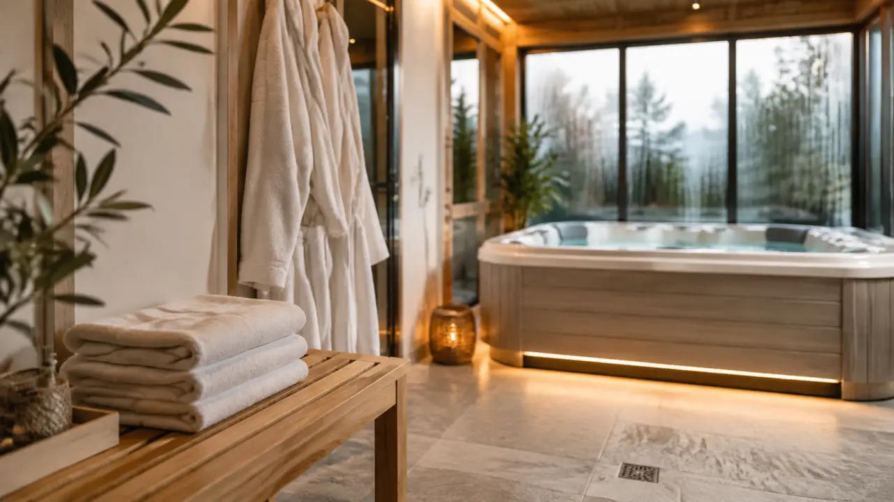 Idée aménagement spa intérieur en véranda, sans humidité