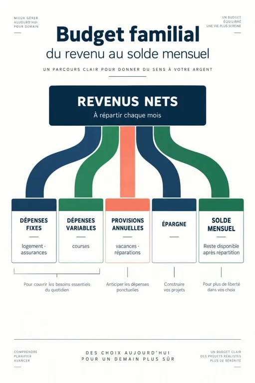 Budget familial : répartition des revenus, dépenses, provisions et épargne