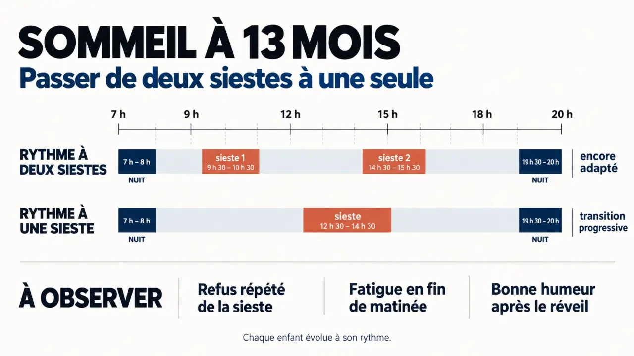 Bébé 13 mois sommeil perturbé : transition entre deux siestes et une seule sieste