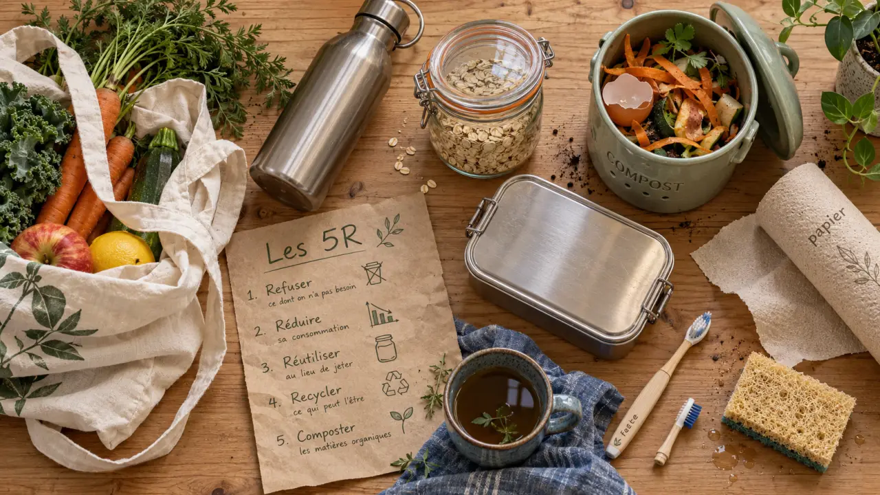 Guide zéro déchet : Les 5R, gourde et bocaux réutilisables