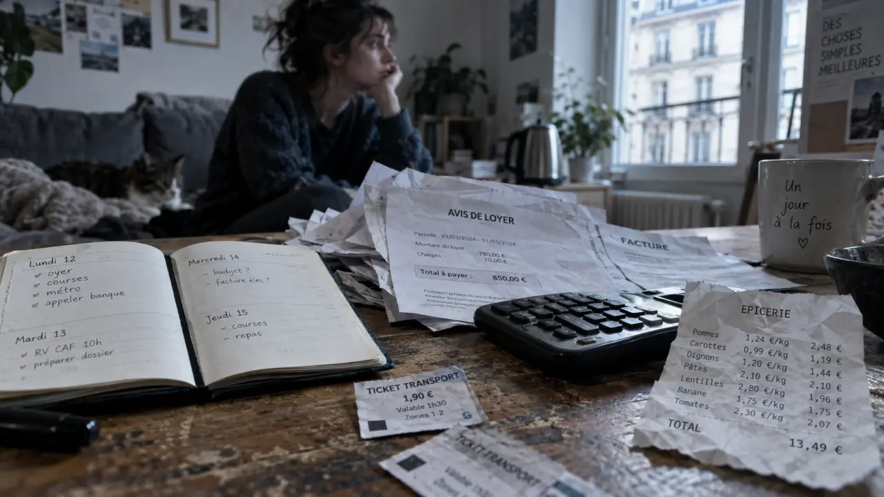 Photo : la vie est chere, factures, loyer, calculatrice et prix au quotidien